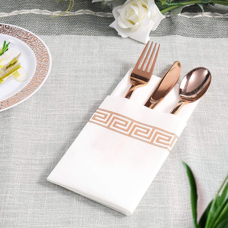 Vplus 200 PACK Guest Towels Disposable Bathroom, Decorative Bathroom Napkins, Soft and Absorbent Disposable Dinner Napkins Cloth Like for Kitchen, Parties, Weddings, Christmas Party(Rose Gold) - Image 2